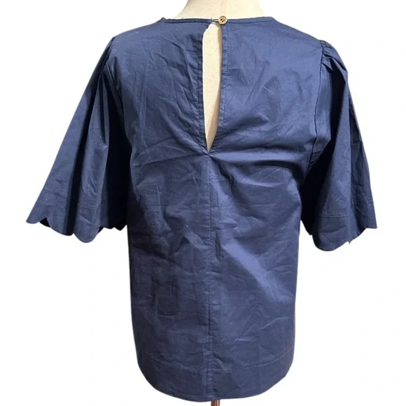 Duffield Lane FEYE FLUTTER SLEEVE IN NAVY STRETCH - Picture 6 of 8